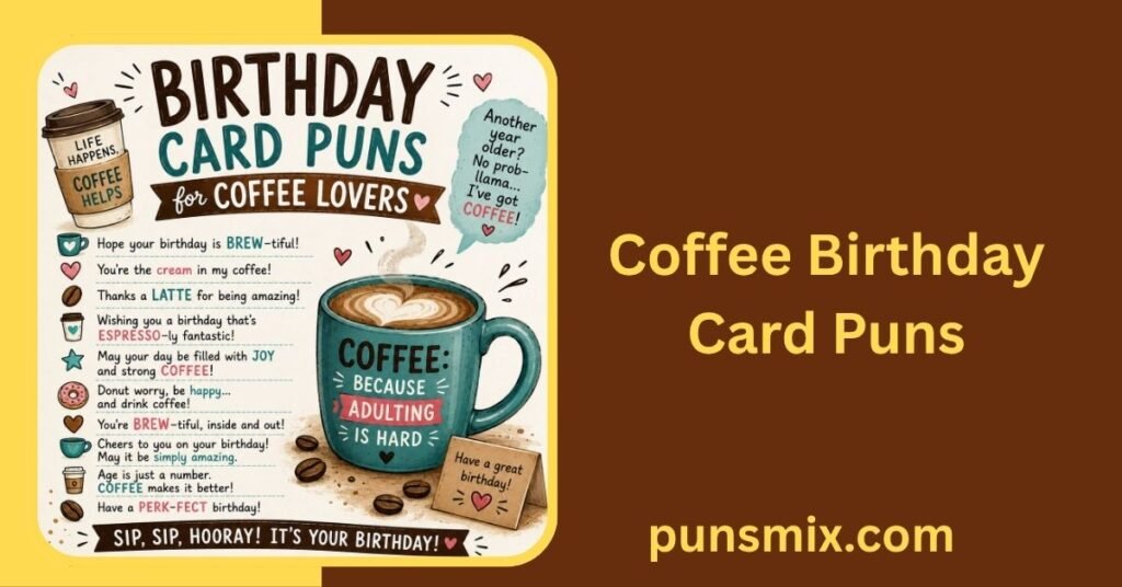 530+ Birthday Card Puns for Funny, Cute & Memorable Greetings 10 Coffee Birthday Card Puns