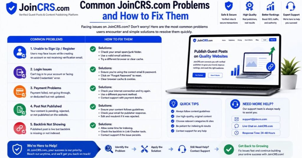 JoinCRS com Guide 2026: How It Works, Features, Safety, and Benefits 3 Common JoinCRS.com Problems and How to Fix Them