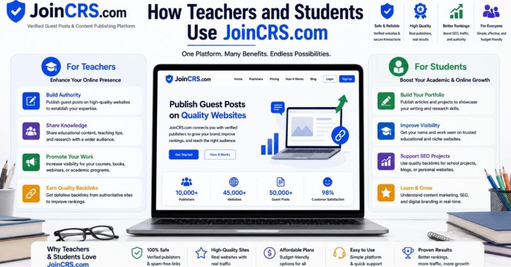 JoinCRS com Guide 2026: How It Works, Features, Safety, and Benefits 2 How Teachers and Students Use JoinCRS.com