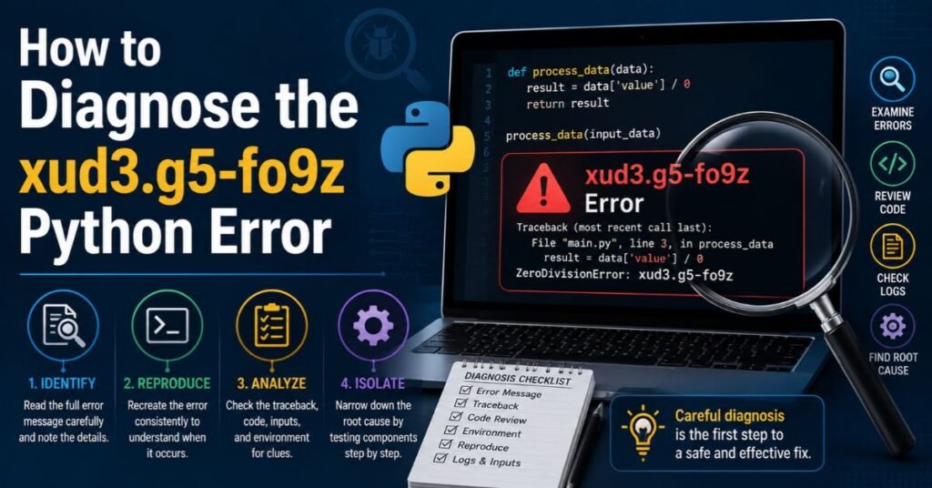 How to Fix xud3.g5-fo9z Python: Causes, Troubleshooting, and Safe Solutions 2 How to Diagnose the xud3.g5-fo9z Python Error