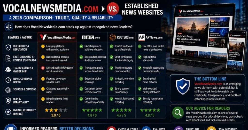 VocalNewsMedia.com Review 2026: Is It Legit, Safe, and Reliable? 3 VocalNewsMedia.com vs. Established News Websites